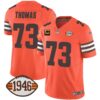 Men’s Browns 1946 75th Anniversary Patch Jersey – All Stitched – Orange – Joe Thomas