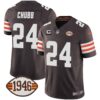 Men’s Browns 1946 75th Anniversary Patch Jersey – All Stitched – Brown – Nick Chubb