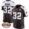Men’s Browns 1946 75th Anniversary Patch Jersey – All Stitched – Alternate – Jim Brown