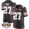 Men’s Browns 1946 75th Anniversary Patch Jersey – All Stitched – Brown – Kareem Hunt