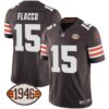 Men’s Browns 1946 75th Anniversary Patch Jersey – All Stitched – Brown – Joe Flacco