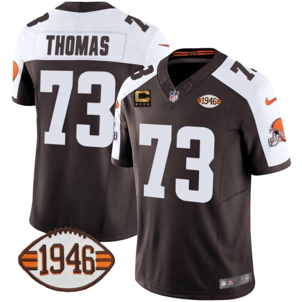 Men’s Browns 1946 75th Anniversary Patch Jersey – All Stitched – Alternate – Joe Thomas