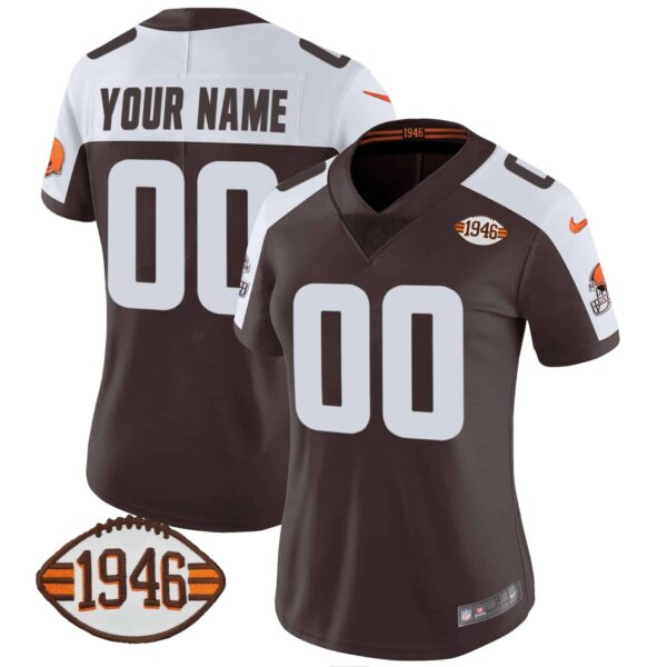 Browns 1946 75th Anniversary Patch Custom Jersey – All Stitched – Women – Alternate