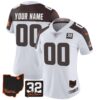 Browns #32 Jim Brown Memorial & Home Patch Custom Jersey V3 – All Stitched – Women – Inverted