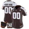 Browns #32 Jim Brown Memorial & Home Patch Custom Jersey V3 – All Stitched – Women – Alternate