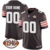 Browns 1946 75th Anniversary Patch Custom Jersey – All Stitched – Men – Brown