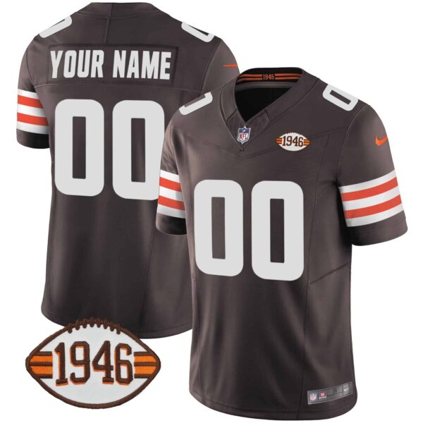Browns 1946 75th Anniversary Patch Custom Jersey – All Stitched – Men – Brown