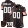 Browns #32 Jim Brown Memorial & Home Patch Custom Jersey V3 – All Stitched – Youth – Brown
