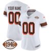 Browns 1946 75th Anniversary Patch Custom Jersey – All Stitched – Women – 1946 White