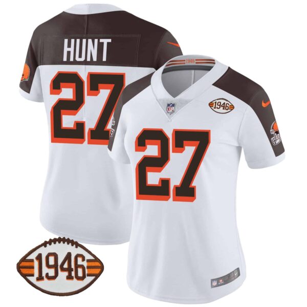 Women’s Browns 1946 75th Anniversary Patch Jersey – All Stitched – Inverted – Kareem Hunt