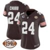 Women’s Browns 1946 75th Anniversary Patch Jersey – All Stitched – Brown – Nick Chubb
