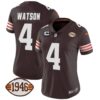Women’s Browns 1946 75th Anniversary Patch Jersey – All Stitched – Brown – Deshaun Watson