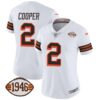 Women’s Browns 1946 75th Anniversary Patch Jersey – All Stitched – 1946 White – Amari Cooper