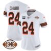 Women’s Browns 1946 75th Anniversary Patch Jersey – All Stitched – 1946 White – Nick Chubb