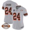 Women’s Browns 1946 75th Anniversary Patch Jersey – All Stitched – Gray – Nick Chubb
