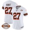 Women’s Browns 1946 75th Anniversary Patch Jersey – All Stitched – 1946 White – Kareem Hunt