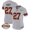 Women’s Browns 1946 75th Anniversary Patch Jersey – All Stitched – Gray – Kareem Hunt