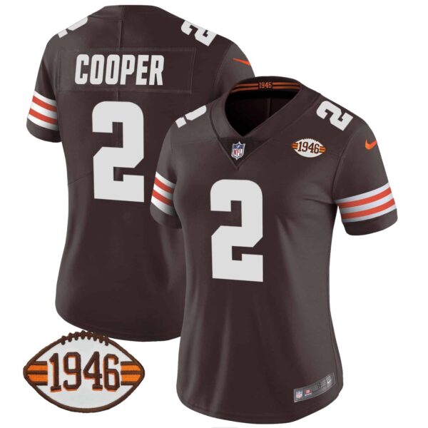 Women’s Browns 1946 75th Anniversary Patch Jersey – All Stitched – Brown – Amari Cooper