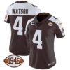 Women’s Browns 1946 75th Anniversary Patch Jersey – All Stitched – Alternate – Deshaun Watson