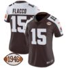 Women’s Browns 1946 75th Anniversary Patch Jersey – All Stitched – Alternate – Joe Flacco
