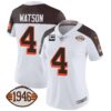 Women’s Browns 1946 75th Anniversary Patch Jersey – All Stitched – Inverted – Deshaun Watson