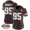Women’s Browns 1946 75th Anniversary Patch Jersey – All Stitched – Brown – Myles Garrett
