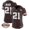 Women’s Browns 1946 75th Anniversary Patch Jersey – All Stitched – Brown – Denzel Ward