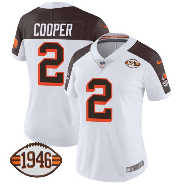 Women’s Browns 1946 75th Anniversary Patch Jersey – All Stitched – Inverted – Amari Cooper