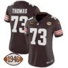 Women’s Browns 1946 75th Anniversary Patch Jersey – All Stitched – Brown – Joe Thomas