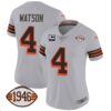 Women’s Browns 1946 75th Anniversary Patch Jersey – All Stitched – Gray – Deshaun Watson