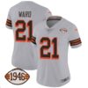 Women’s Browns 1946 75th Anniversary Patch Jersey – All Stitched – Gray – Denzel Ward