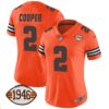 Women’s Browns 1946 75th Anniversary Patch Jersey – All Stitched – Orange – Amari Cooper