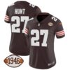 Women’s Browns 1946 75th Anniversary Patch Jersey – All Stitched – Brown – Kareem Hunt