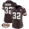 Women’s Browns 1946 75th Anniversary Patch Jersey – All Stitched – Brown – Jim Brown