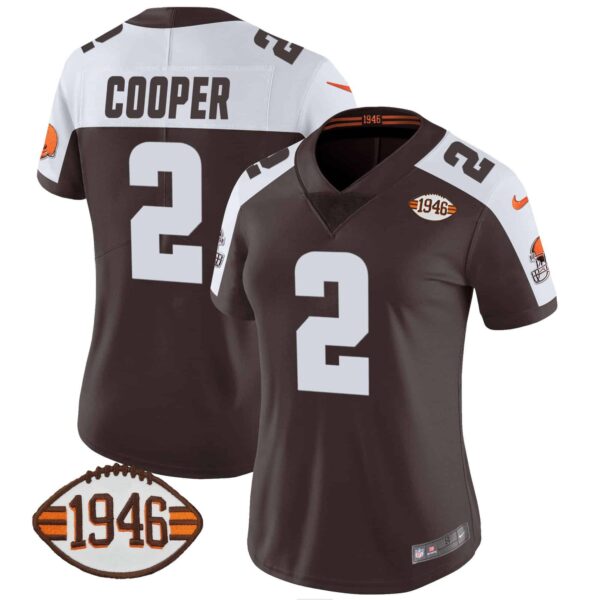 Women’s Browns 1946 75th Anniversary Patch Jersey – All Stitched – Alternate – Amari Cooper