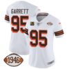 Women’s Browns 1946 75th Anniversary Patch Jersey – All Stitched – 1946 White – Myles Garrett