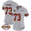 Women’s Browns 1946 75th Anniversary Patch Jersey – All Stitched – Gray – Joe Thomas