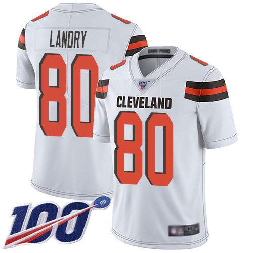 Nike Browns #80 Jarvis Landry White Men’s Stitched NFL 100th Season Vapor Limited Jersey