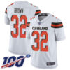 Nike Browns #32 Jim Brown White Men’s Stitched NFL 100th Season Vapor Limited Jersey
