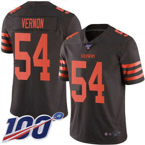 Nike Browns #54 Olivier Vernon Brown Men’s Stitched NFL Limited Rush 100th Season Jersey