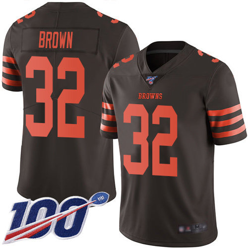 Nike Browns #32 Jim Brown Brown Men’s Stitched NFL Limited Rush 100th Season Jersey