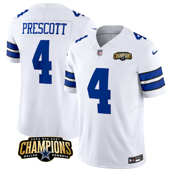Dallas Cowboys #4 Dak Prescott White 2023 FUSE NFC East Jersey