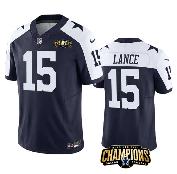 Dallas Cowboys #15 Trey Lance Navy White 2023 FUSE NFC Jersey