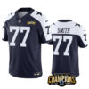 Dallas Cowboys #77 Tyron Smith Navy White 2023 FUSE NFC Jersey