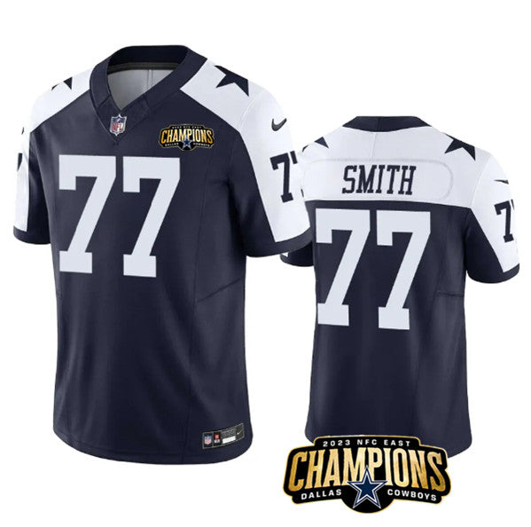 Dallas Cowboys #77 Tyron Smith Navy White 2023 FUSE NFC Jersey