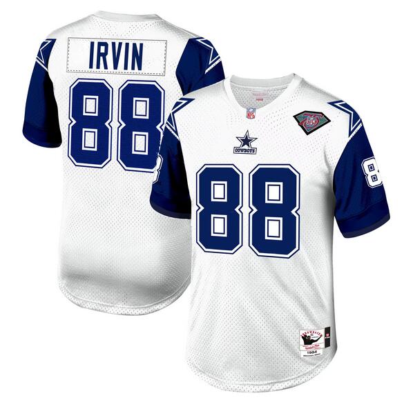 Dallas Cowboys #88 Michael Irvin White 1994 Mitchell Ness Throwback Stitched Jersey