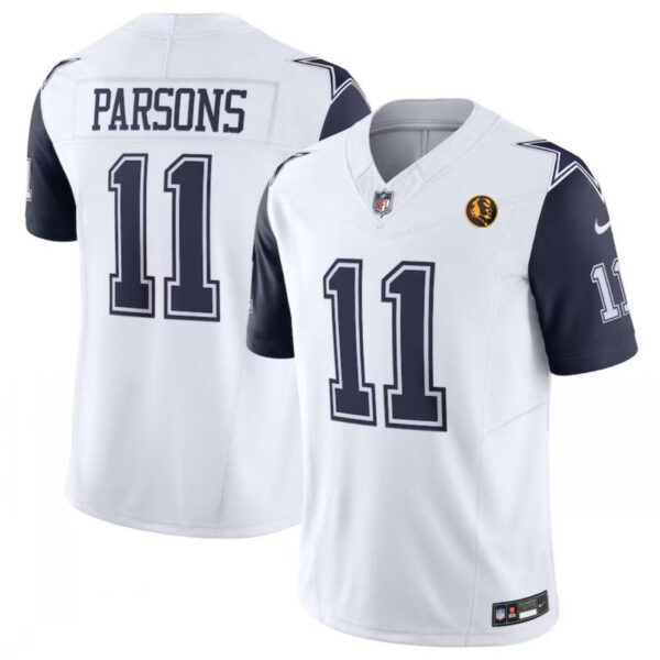Dallas Cowboys #11 Micah Parsons White 2023 Fuse With John Madden Patch Vapor 1 Jersey