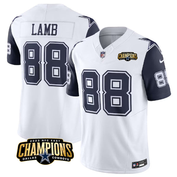 Dallas Cowboys #88 Ceedee Lamb White Navy 2023 FUSE NFC Jersey
