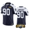 Dallas Cowboys #90 Demarcus Lawrence Navy White 2023 FUSE Jersey