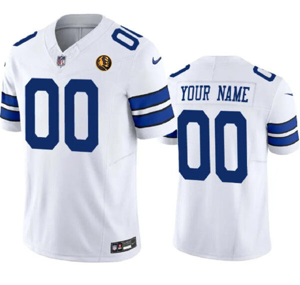 Dallas Cowboys Active Player Custom White 2023 FUSE With John Madden Patch Vapor Limited Stitched 2 Jersey